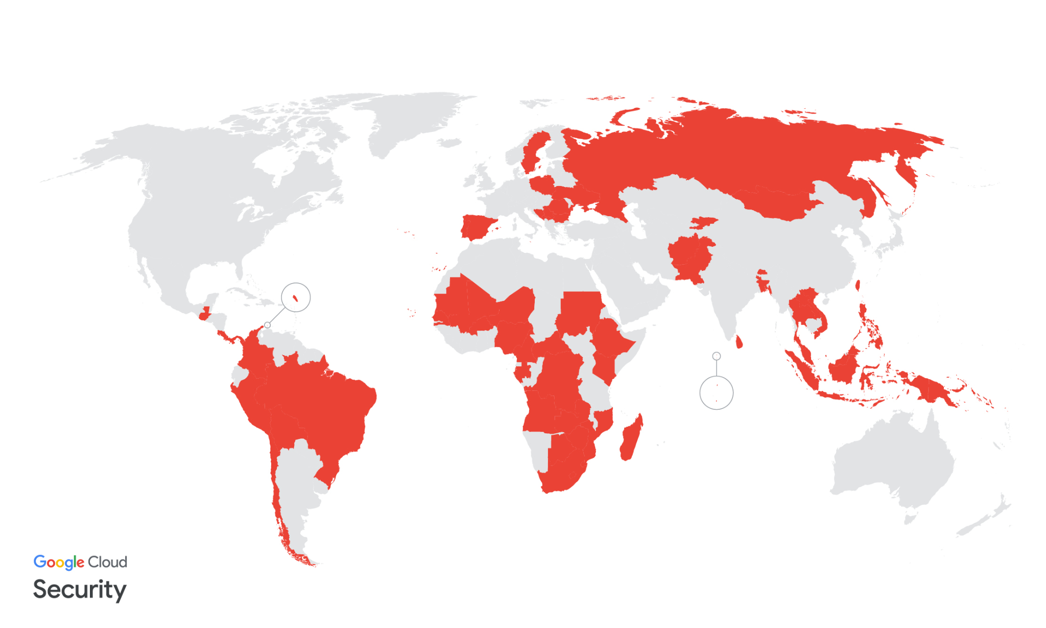 Países com vítimas suspeitas ou confirmadas do UNC2814