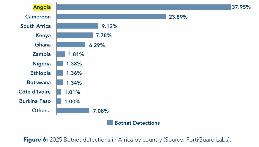 Angola concentra maior volume de detecções de botnets na África Austral